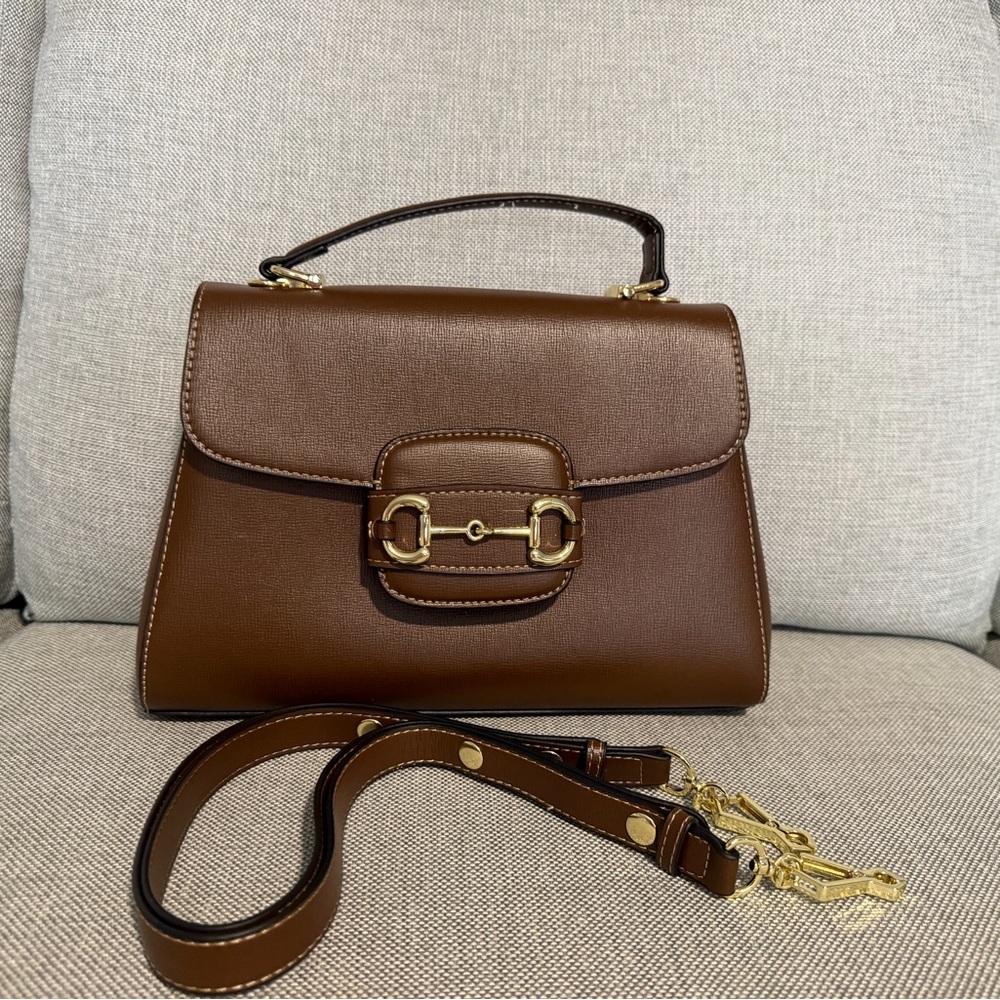 SOUL Naturalizer Brown Leather Top-Handle Satchel with Gold Hardware🩷